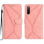 Per Sony Xperia 10 IV Custodia in pelle goffrata con cuciture (rosa)