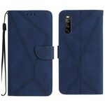 Custodia per telefono in pelle goffrata con cuciture per Sony Xperia 10 IV (blu)