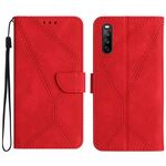 Custodia per telefono in pelle goffrata con cuciture per Sony Xperia 10 V (rosso)