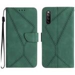 Custodia per telefono in pelle goffrata con cuciture per Sony Xperia 10 V (verde)