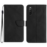 Custodia per telefono in pelle goffrata con cuciture per Sony Xperia 10 V (nero)