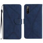 Custodia per telefono in pelle goffrata con cuciture per Sony Xperia 10 V (blu)