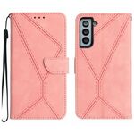 Per Samsung Galaxy S22 5G Custodia in pelle goffrata con cuciture (rosa)