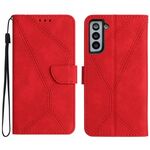 Per Samsung Galaxy S22 + 5G Custodia in pelle goffrata con cuciture (rossa)