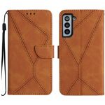 Per Samsung Galaxy S22 + 5G Custodia in pelle goffrata con cuciture (marrone)