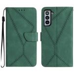 Per Samsung Galaxy S22 + 5G Custodia in pelle goffrata con cuciture (verde)