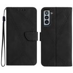 Per Samsung Galaxy S22+ 5G Custodia in pelle goffrata con cuciture (nera)