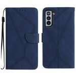 Per Samsung Galaxy S22 + 5G Custodia in pelle goffrata con cuciture (blu)