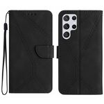 Custodia in pelle goffrata con cuciture per Samsung Galaxy S22 Ultra 5G (nera)