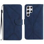 Custodia in pelle goffrata con cuciture per Samsung Galaxy S22 Ultra 5G (blu)