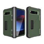 Custodia per telefono antiurto integrata per Google Pixel Fold Twill Texture con supporto (verde)
