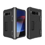 Custodia per telefono antiurto integrata per Google Pixel Fold Twill Texture con supporto (nero)