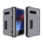 Custodia per telefono antiurto integrata per Google Pixel Fold Twill Texture con supporto (grigio)