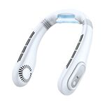 J18 Ventola di raffreddamento a collo sospeso Ventola portatile con display digitale senza lama (bianca)