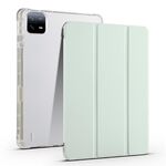 Per Xiaomi Pad 6/6 Pro Custodia per tablet in pelle TPU trasparente a 3 pieghe con slot per penna (verde chiaro)