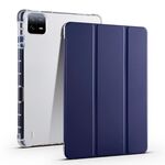 Per Xiaomi Pad 6/6 Pro Custodia per tablet in pelle TPU trasparente a 3 pieghe con slot per penna (blu scuro)
