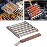 Hot Dog Salsiccia Grill Acciaio Inossidabile Manico In Legno BBQ Rack Utensili Da Cucina (Scatola)