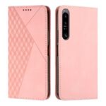 Custodia in pelle magnetica per Sony Xperia 1 IV Diamond Slicing Skin Feel (oro rosa)