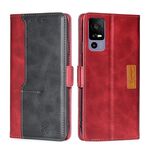 Per TCL 40R 5 Custodia per telefono in pelle con fibbia laterale a contrasto di colore (rosso + nero)