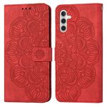 Per Samsung Galaxy A34 Custodia in pelle a conchiglia in rilievo mandala (rosso)