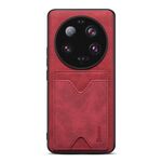 Per Xiaomi 13 Ultra Denior PU Cover posteriore Custodia per telefono con slot per schede (rosso)