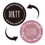 2 magneti rotondi per lavastoviglie Clean Dirty Sign Copertura magnetica per lavastoviglie a doppia faccia (nero rosa)