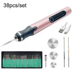 E108 38 pz/set portatile 2.35mm mandrino mini penna trapano elettrico (oro rosa)