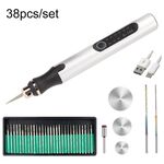 E108 38 pz/set portatile 2.35MM mandrino mini penna trapano elettrico (argento)