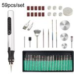 E108 59 pz/set mini penna per trapano elettrico ricaricabile USB portatile senza fili (argento)
