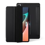 Per Xiaomi Pad 5/5 Pro Custodia per tablet in pelle intelligente a 3 pieghe con slot per penna (nero)