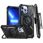 Custodia per telefono con supporto magnetico MagSafe per iPhone 12 Pro Max Armor Series con clip posteriore (nero)