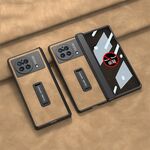 Per vivo X Fold GKK Custodia per telefono in pelle a copertura totale integrata a prova di peep con supporto (marrone)