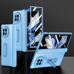 Custodia per telefono in pelle con cerniera pieghevole integrata per vivo X Fold2 GKK con supporto (blu)