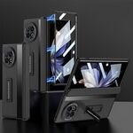 Custodia per telefono in pelle con cerniera pieghevole integrata per vivo X Fold2 GKK con supporto (fibra di carbonio nera)