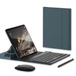 Custodia in pelle per tastiera Bluetooth con regolazione dell'ingranaggio GKK Google Pixel Fold con penna (verde)
