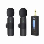 Microfono One by Two Lavalier Wireless Noise Reduction per telefono/fotocamera/laptop/MacBook con ricevitore da 3,5 mm