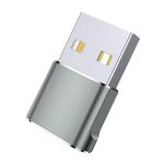 WH-7659 2pcs Adattatore USB 2.0 maschio a USB-C / Type-C femmina, supporto ricarica e trasmissione dati (grigio)