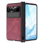 Per Google Pixel Fold Custodia per telefono all-inclusive Napa Texture integrata con slot per penna (rosso)