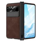 Per Google Pixel Fold Custodia per telefono all-inclusive Napa Texture integrata con slot per penna (caffè)