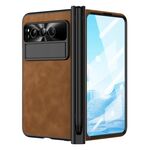 Per Google Pixel Fold Custodia per telefono all-inclusive Napa Texture integrata con slot per penna (marrone)