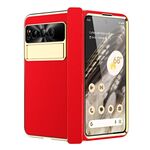 Per Google Pixel Fold Custodia per telefono pieghevole galvanica modello Litchi con cerniera (rosso)
