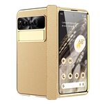 Per Google Pixel Fold Custodia per telefono pieghevole galvanica modello Litchi con cerniera (oro)