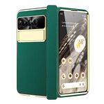 Per Google Pixel Fold Custodia per telefono pieghevole galvanica modello Litchi con cerniera (verde)