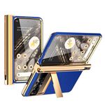 Per Google Pixel Fold Modello Litchi Galvanotecnica Slot per penna Doppia cerniera Custodia per telefono pieghevole con stilo (Royal Blue)