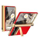 Per Google Pixel Fold Modello Litchi Galvanotecnica Slot per penna Doppia cerniera Custodia per telefono pieghevole con stilo (rosso)