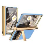 Per Google Pixel Fold Modello Litchi Galvanotecnica Slot per penna Doppia cerniera Custodia per telefono pieghevole con stilo (blu)