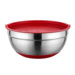 30 cm con fondo in silicone colorato e coperchio insalatiera bacino addensato in acciaio inossidabile (colore consegna casuale)