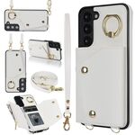 Per Samsung Galaxy S22 + 5G Custodia per telefono con cerniera con doppio cordino (bianco)