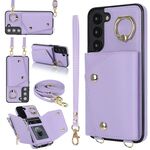 Per Samsung Galaxy S22 + 5G Custodia per telefono con cerniera e doppio cordino (viola)