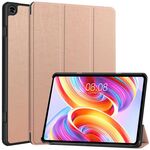 Per Teclast T50 Custer Pure Color 3-Fold Holder Custodia per tablet in pelle intelligente (oro rosa)